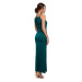 K042 Maxi šaty s vázaným výstřihem - zelené