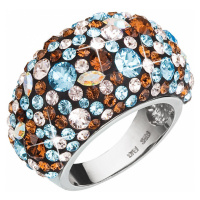 Evolution Group Stříbrný prsten s krystaly modrý 35028.3