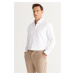 AC&Co / Altınyıldız Classics Men's White Slim Fit Slim-fit Oxford Buttoned Collar Dobby Cotton S