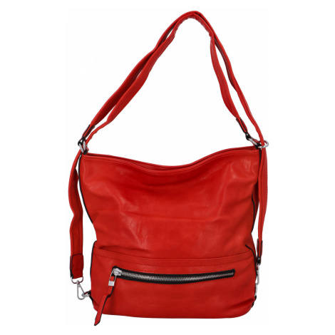 Moderní dámský koženkový kabelko batoh, červený ROMINA & CO
