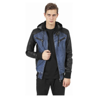 Pánská bunda // Urban Classics Hooded Denim Leather Jacket denim/black