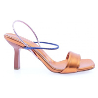 DGN 704-2164-23Y Women's Square Toe Strap Heeled Sandals Orange Mult