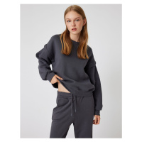 Koton Basic Oversize Sweatshirt Long Sleeve Crew Neck Stitch Detail