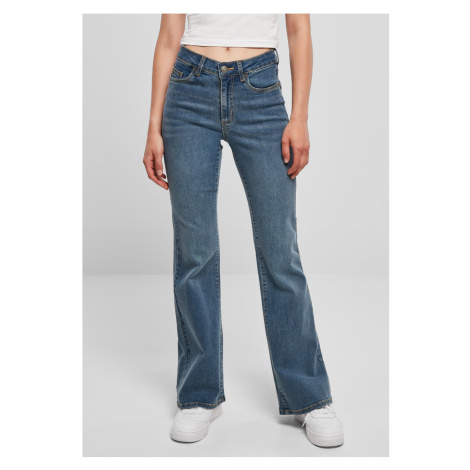 Dámské kalhoty // Urban Classics / Ladies High Waist Flared Denim Pants midstone