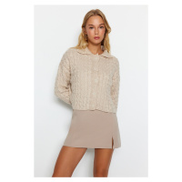 Trendyol Stone Polo Neck Pletené oblečení Cardigan