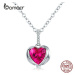 Stříbrný náhrdelník s přívěskem růžové srdce SCN341 LOAMOER