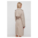 Trench kabát Tommy Hilfiger dámský, béžová barva, přechodný, dvouřadový, WW0WW40482