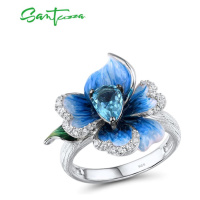 Stříbrný prsten modrý orchidej