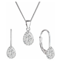 Evolution Group Sada šperků s krystaly Swarovski náušnice, řetízek a přívěsek bílý 79045.1 cryst