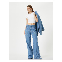 Koton Stone Jeans Wide Leg Pocket Standard Waist - Bianca Wide Leg Jeans