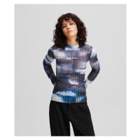 Tričko karl lagerfeld jeans klj ls mesh top midnght glitched glass aop