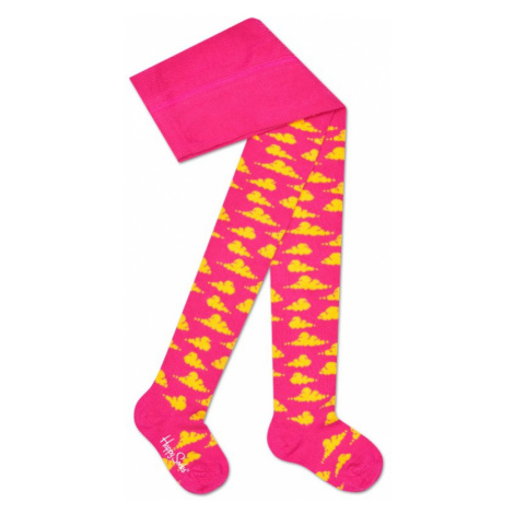 Dětské růžové punčochy Happy Socks se žlutými mráčky, vzor Clouds