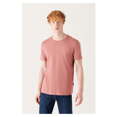 Avva Men's Dried Rose Ultrasoft Crew Neck Cotton Slim Fit Slim-Fit T-shirt