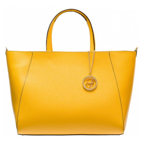 Kožená kabelka ze safiánové kůže jednoduchá - žlutá Glamorous