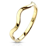 Prsten z oceli ve zlaté barvě - úzká ramena, motiv vlnky, 2 mm