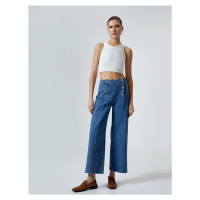 Koton Wide Leg Jeans High Waist Buttoned Jeans - Sandra Jeans