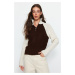 Trendyol Stone Color Block Pletený svetr s vysokým výstřihem