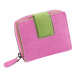 Dámská kožená peněženka malá růžovo zelená