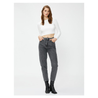 Koton High Waist Jeans Mírně Skinny Leg - Mom Jeans