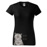 DOBRÝ TRIKO Dámské tričko s potiskem kočky Barva: Černá