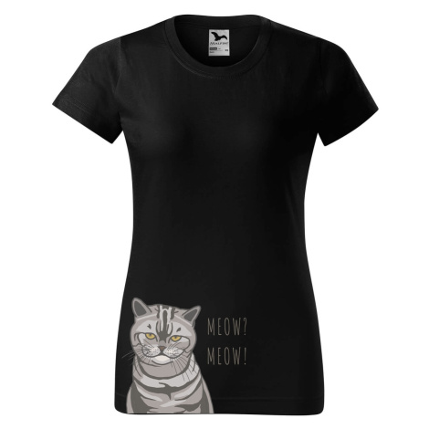 DOBRÝ TRIKO Dámské tričko s potiskem kočky Barva: Černá