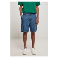 Pánské šortky // Urban Classics Organic Denim Cargo Shorts mid indigo washed