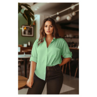 Trendyol Curve Green Boyfriend Woven Shirt