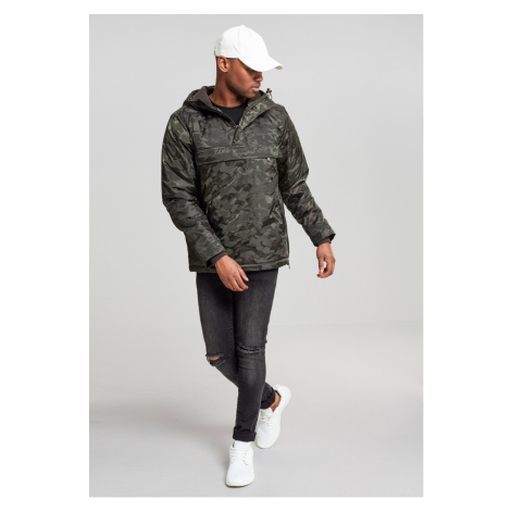 Pánská bunda // Urban classics Padded Camo Pull Over Jacket dark olive