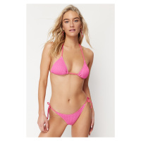 Trendyol Pink Tied Textured Brazilian Bikini Bottom