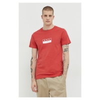 Bavlněné tričko Solid červená barva, s potiskem