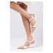 Mio Gusto Patsy Nude And White Women's Open Back Heeled Shoes.