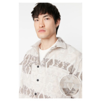 Trendyol Ecru Unisex Regular Fit Double Pocket Flap Ethnic Winter Lumberjack Jacket Shirt