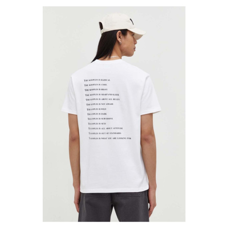 Bavlněné tričko The Kooples bílá barva, s potiskem, HTSC18090K