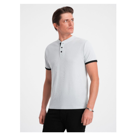 Ombre Clothing Pohodlná trendy šedá polokošile V10 TSCT-0156