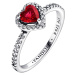 Pandora Romantický stříbrný prsten s červeným křišťálem Timeless 198421C02