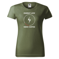 DOBRÝ TRIKO Dámské tričko s potiskem Need coffee Barva: Khaki
