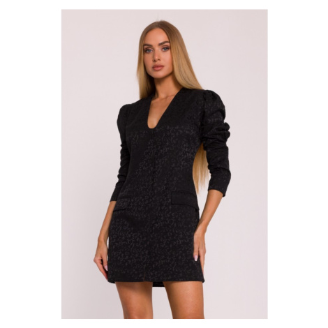 M881 Žakárové blejzrové šaty - černé Moe