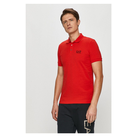 Polo tričko EA7 Emporio Armani pánské, červená barva, hladké
