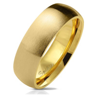 Prsten z chirurgické oceli zlaté barvy, matný zaoblený povrch, 6 mm