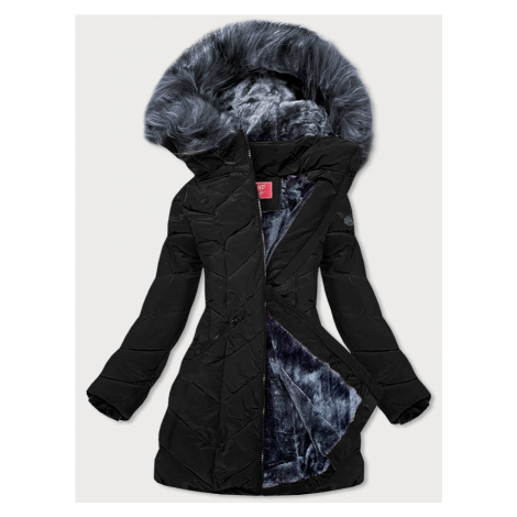 Černá dámská zimní bunda s kapucí (M-21308) černá