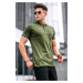 Madmext Khaki Green Plain Polo Collar Men's T-Shirt