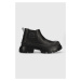Boty s gumou Karl Lagerfeld Trekka Max dámské, černá barva, na platformě