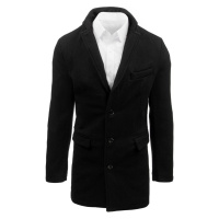 Pánský černý kabát na knoflíky s podšívkou a kapsami