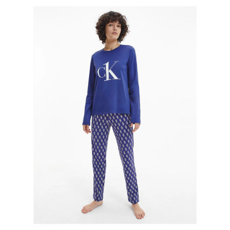 Pyžamový set - QS6773E - X00 - Tmavě modrá s bílým logem - Calvin Klein