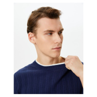 Koton Slim Fit Sweater Knitwear Textured Collar Detailed Long Sleeve