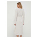 Šaty Calvin Klein béžová barva, midi, oversize