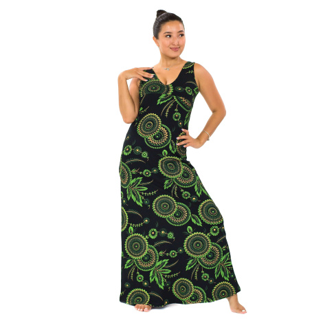 Himalife Dlouhé šaty Kayla - černá se zelenou