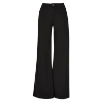 Ladies High Waist Wide Leg Chino Pants - black