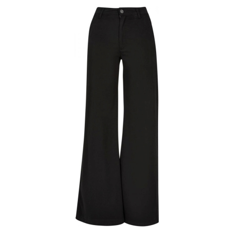 Ladies High Waist Wide Leg Chino Pants - black Urban Classics