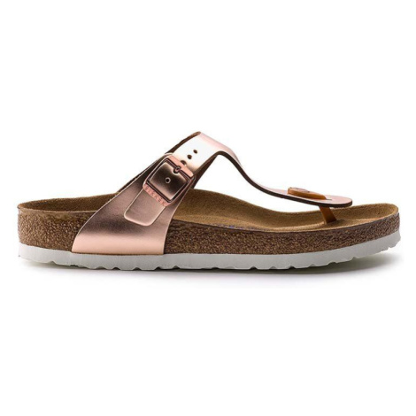 Kožené žabky Birkenstock Gizeh dámské, růžová barva, na plochém podpatku, 1005049